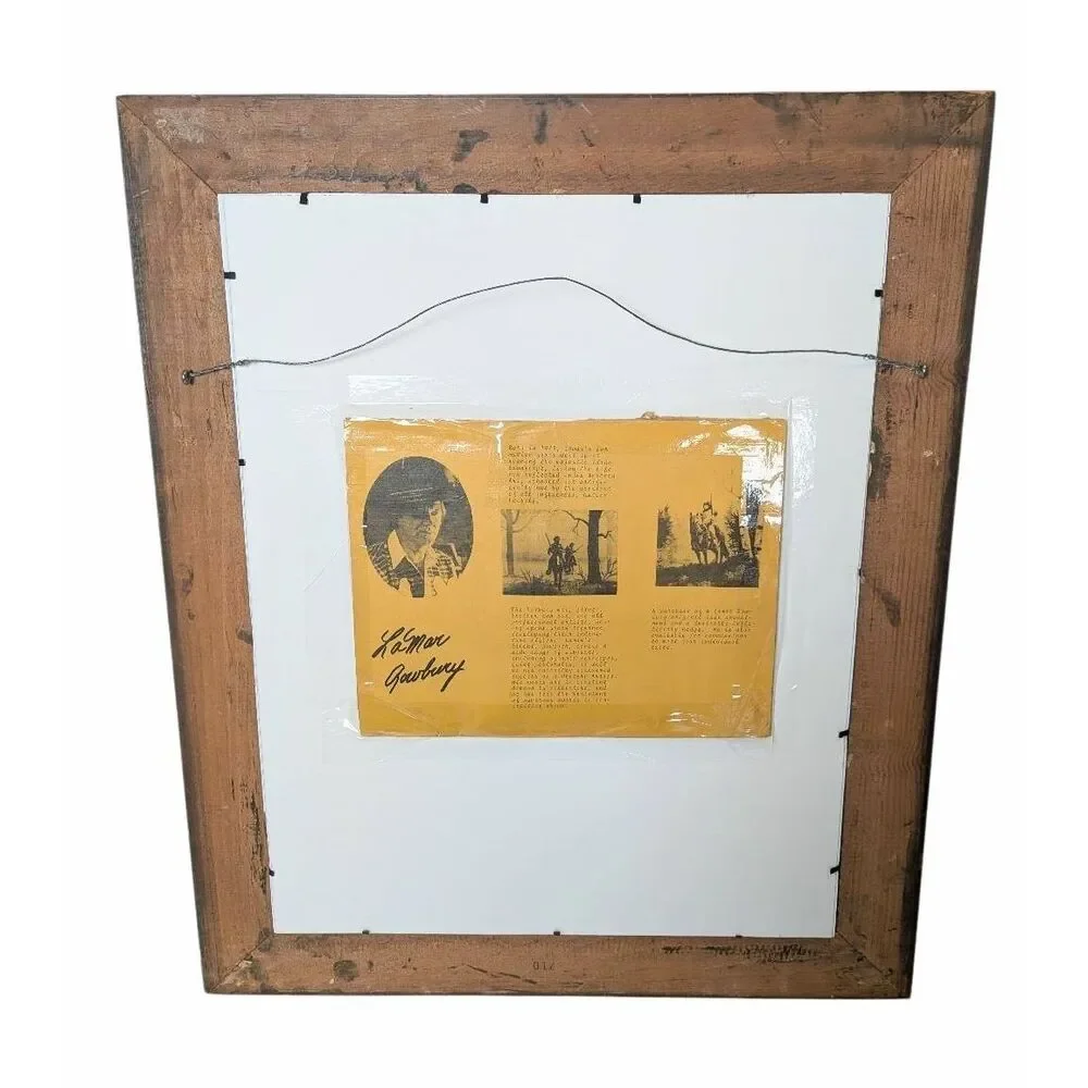 Original Watercolor Painting Lamar Rowbury Native American Horse Teepee Framed